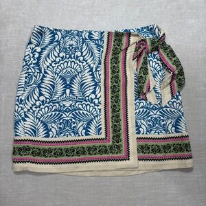 LOFT Tropical Floral Print Tie Waist Faux Wrap Skirt Size 8